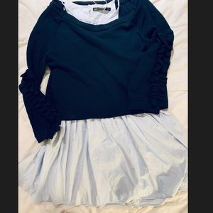 Zara cotton dress with navy sweater XL